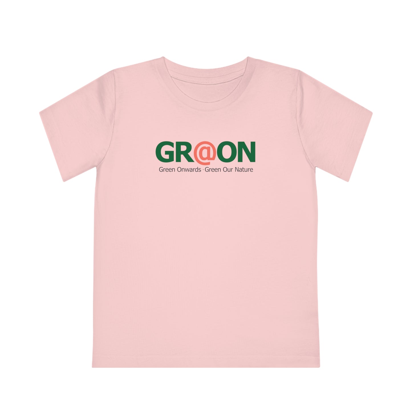 Child wearing a GR@ON Kids T-Shirt made from organic cotton, featuring a fun and colorful design. GR@ON Kids T-Shirts: Sustainable style, fun designs.