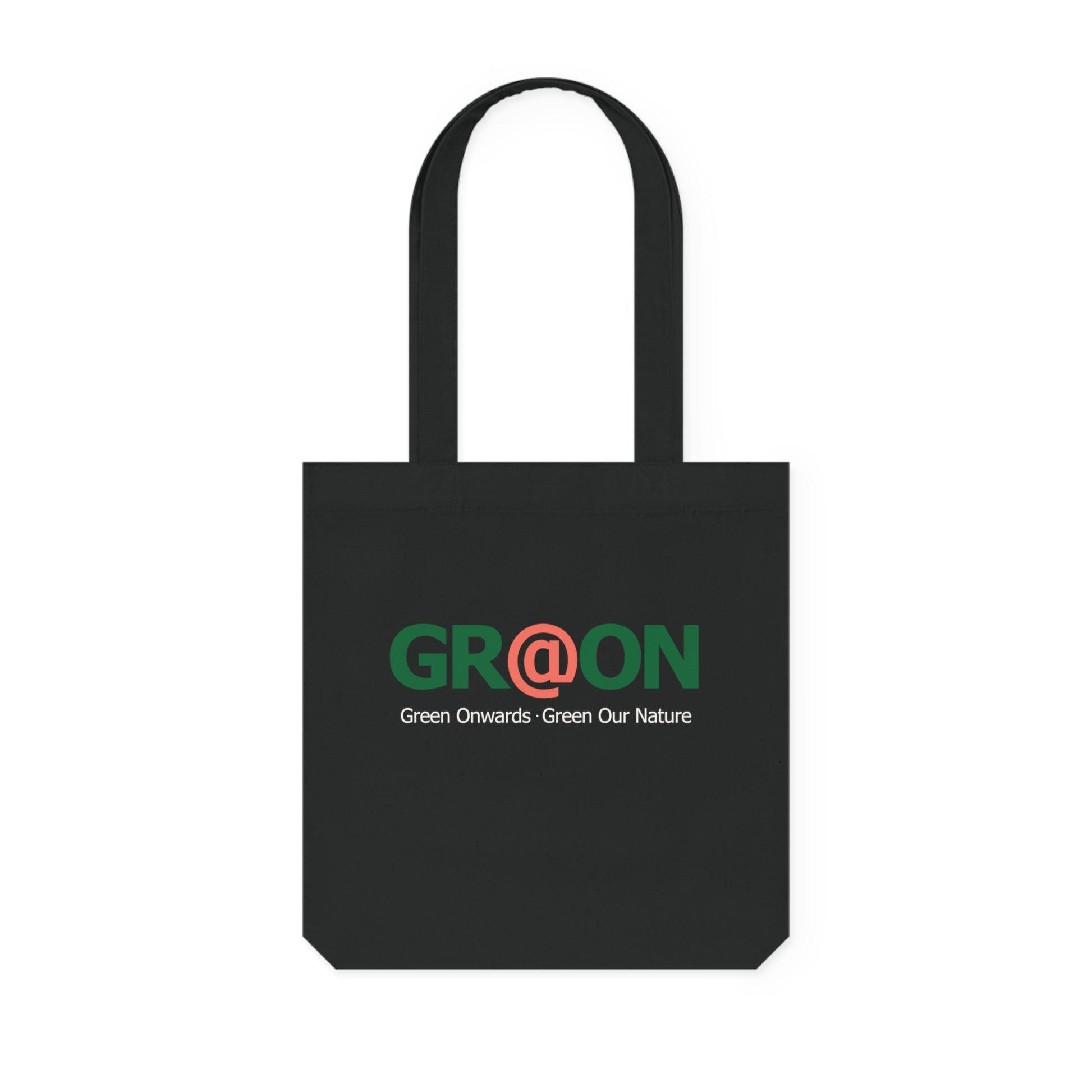 Person carrying a GR@ON Tote Bag made from organic cotton, filled with everyday essentials. GR@ON Tote Bags: Sustainable style, everyday essentials.