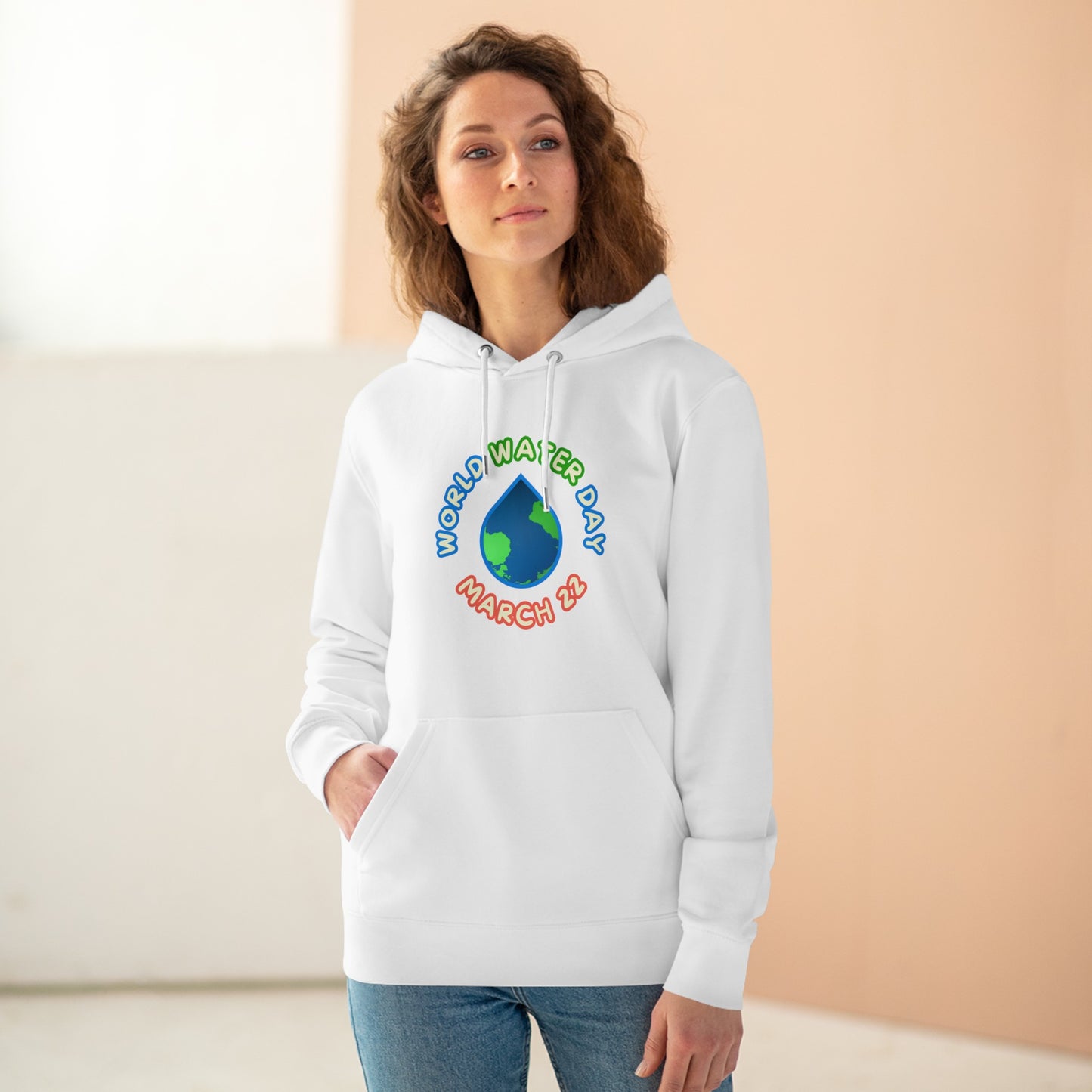 World Water Day, Model wearing a GR@ON Hoodie made from organic cotton, featuring a stylish and sustainable design. GR@ON Hoodies: Sustainable warmth, stylish comfort.