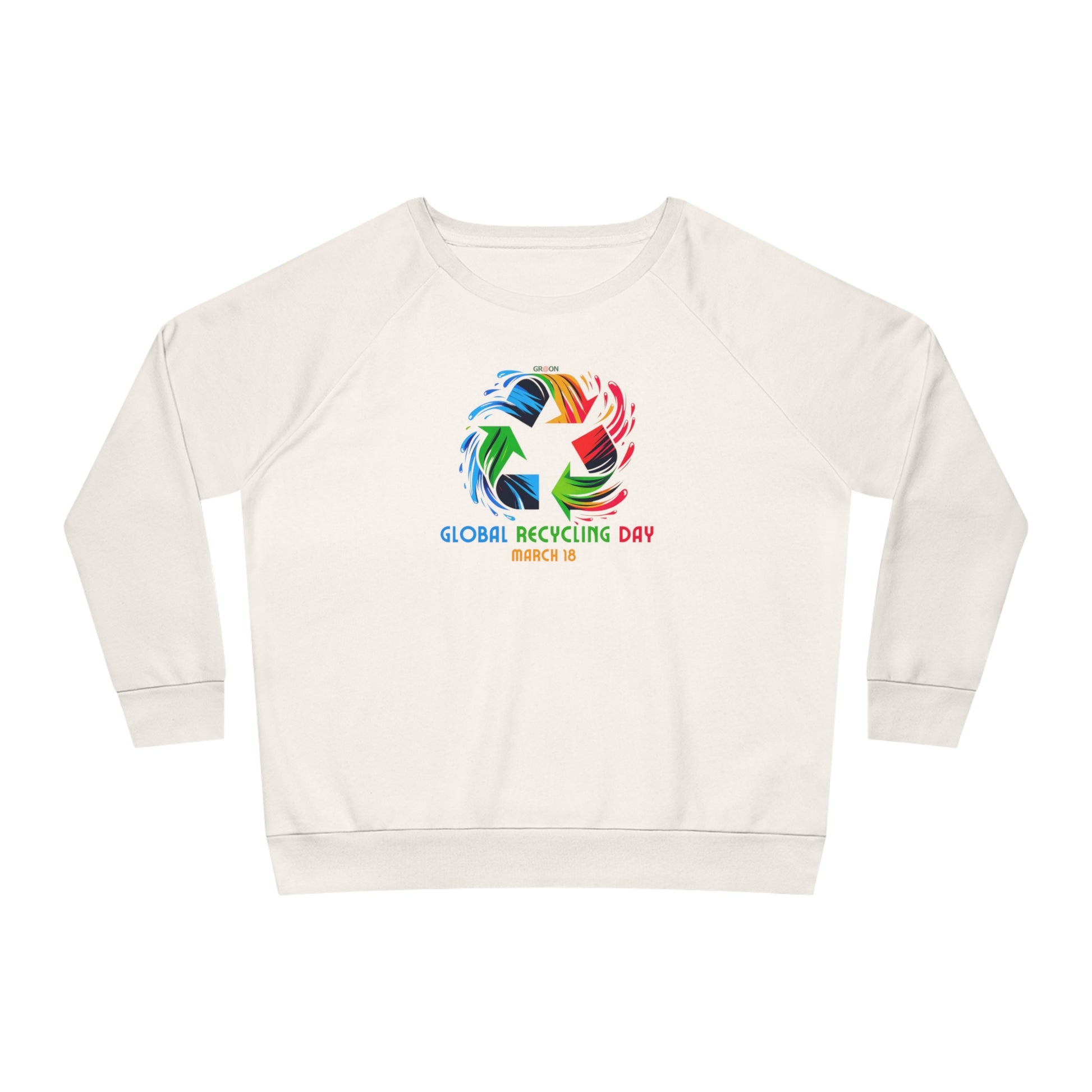 Global Recycling Day, Model wearing a GR@ON Sweatshirt made from organic cotton, featuring a stylish and sustainable design. GR@ON Sweatshirts: Sustainable comfort, everyday style.