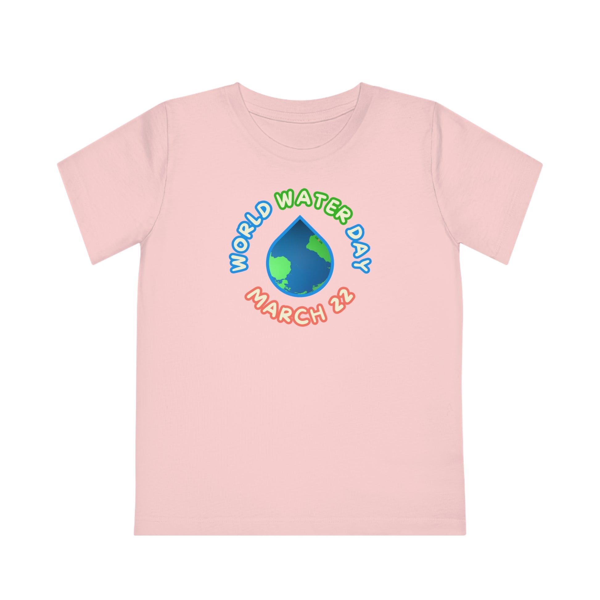 World Water Day, Child wearing a GR@ON Kids T-Shirt made from organic cotton, featuring a fun and colorful design. GR@ON Kids T-Shirts: Sustainable style, fun designs.