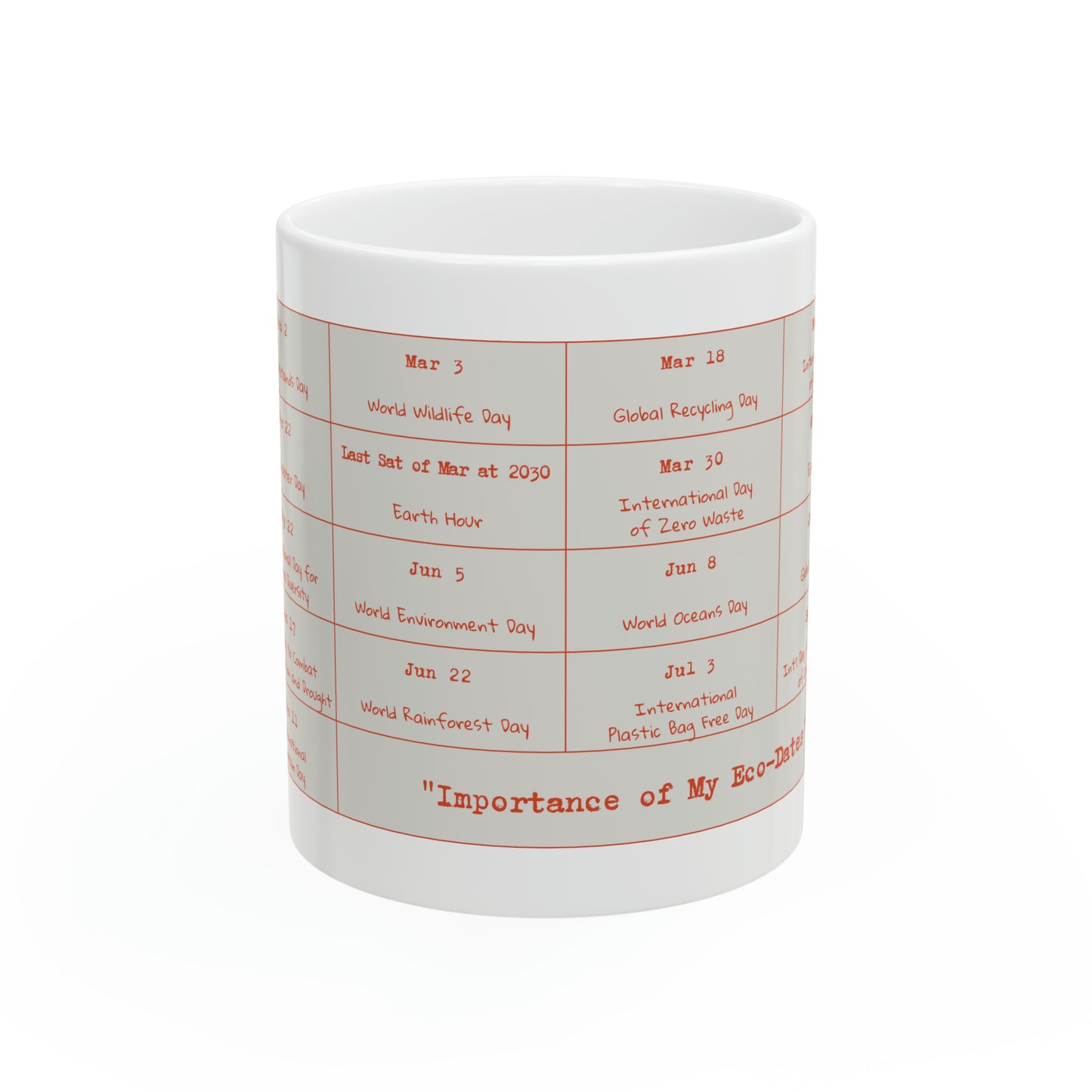 Eco-Friendly - Ceramic Mug 11oz - My Eco-Dates - Fuchsia wordings