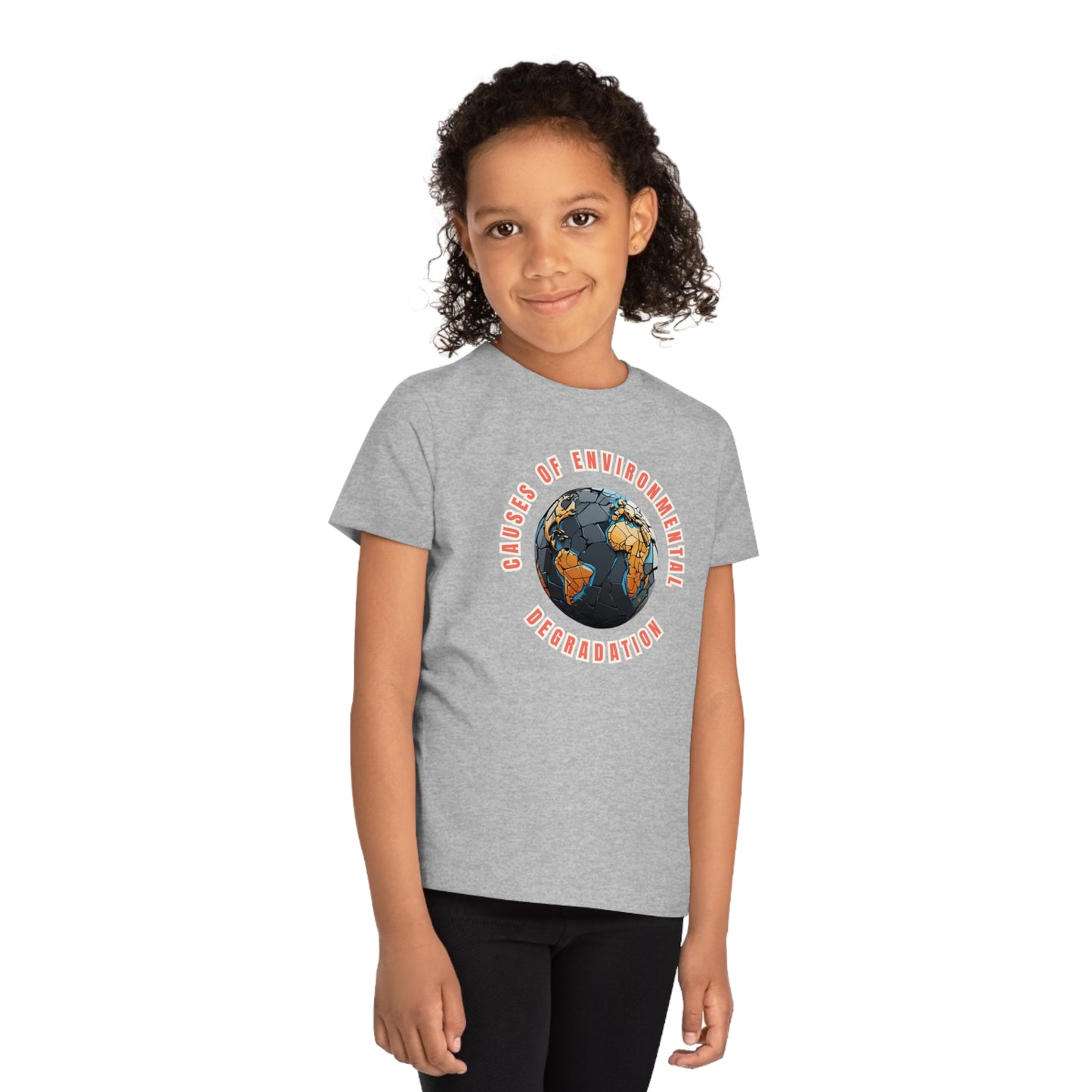 Child wearing a GR@ON Kids T-Shirt made from organic cotton, featuring a fun and colorful design. GR@ON Kids T-Shirts: Sustainable style, fun designs.