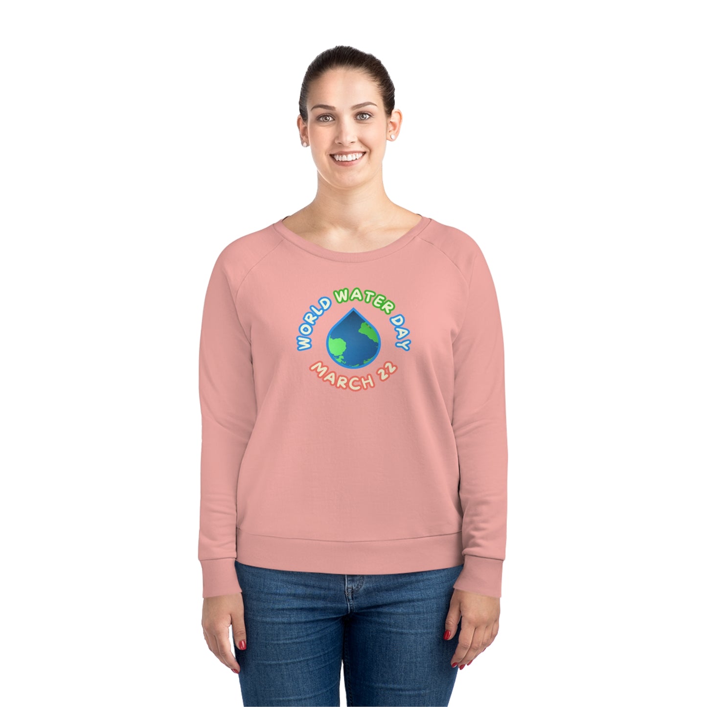 World Water Day, Model wearing a GR@ON Sweatshirt made from organic cotton, featuring a stylish and sustainable design. GR@ON Sweatshirts: Sustainable comfort, everyday style.