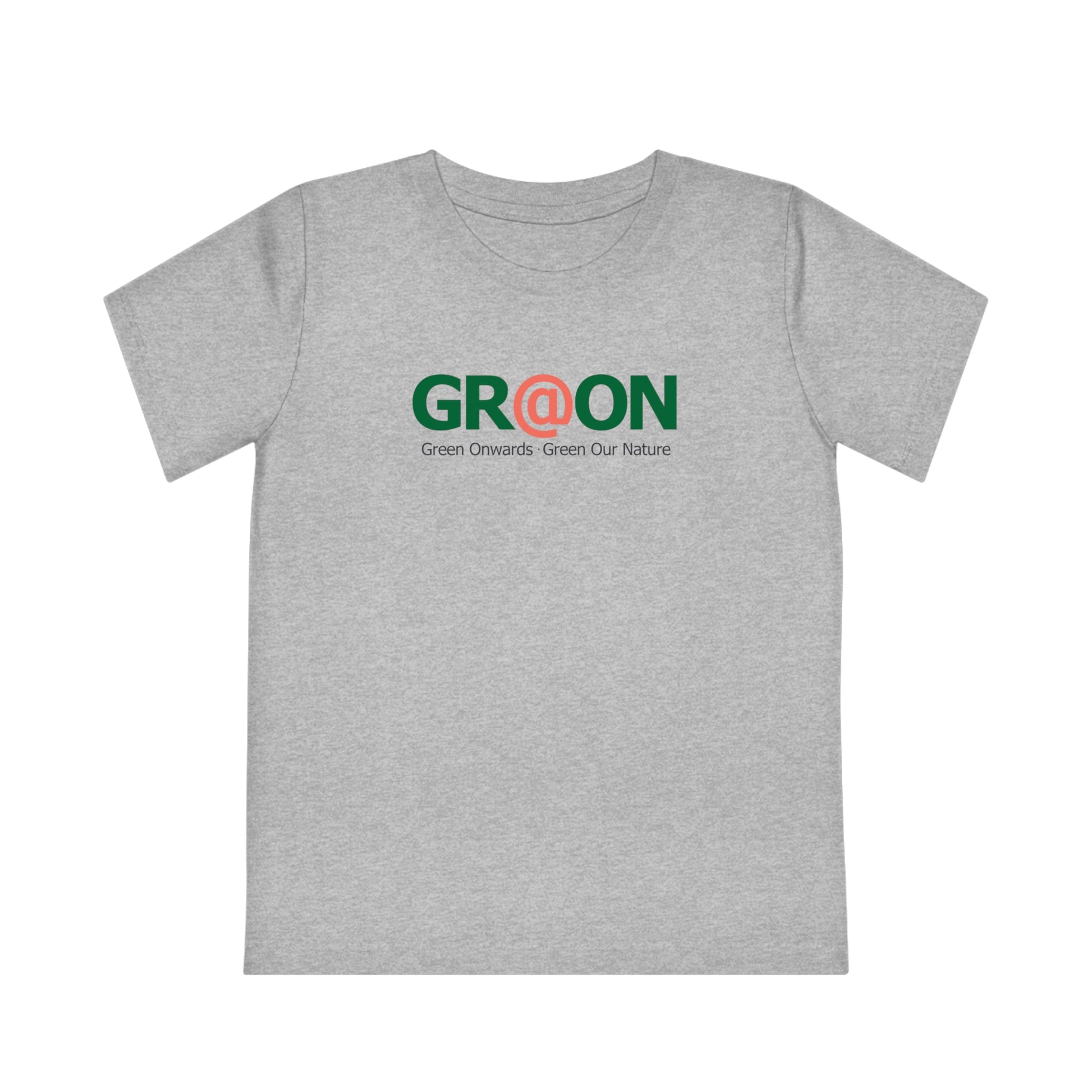 Child wearing a GR@ON Kids T-Shirt made from organic cotton, featuring a fun and colorful design. GR@ON Kids T-Shirts: Sustainable style, fun designs.