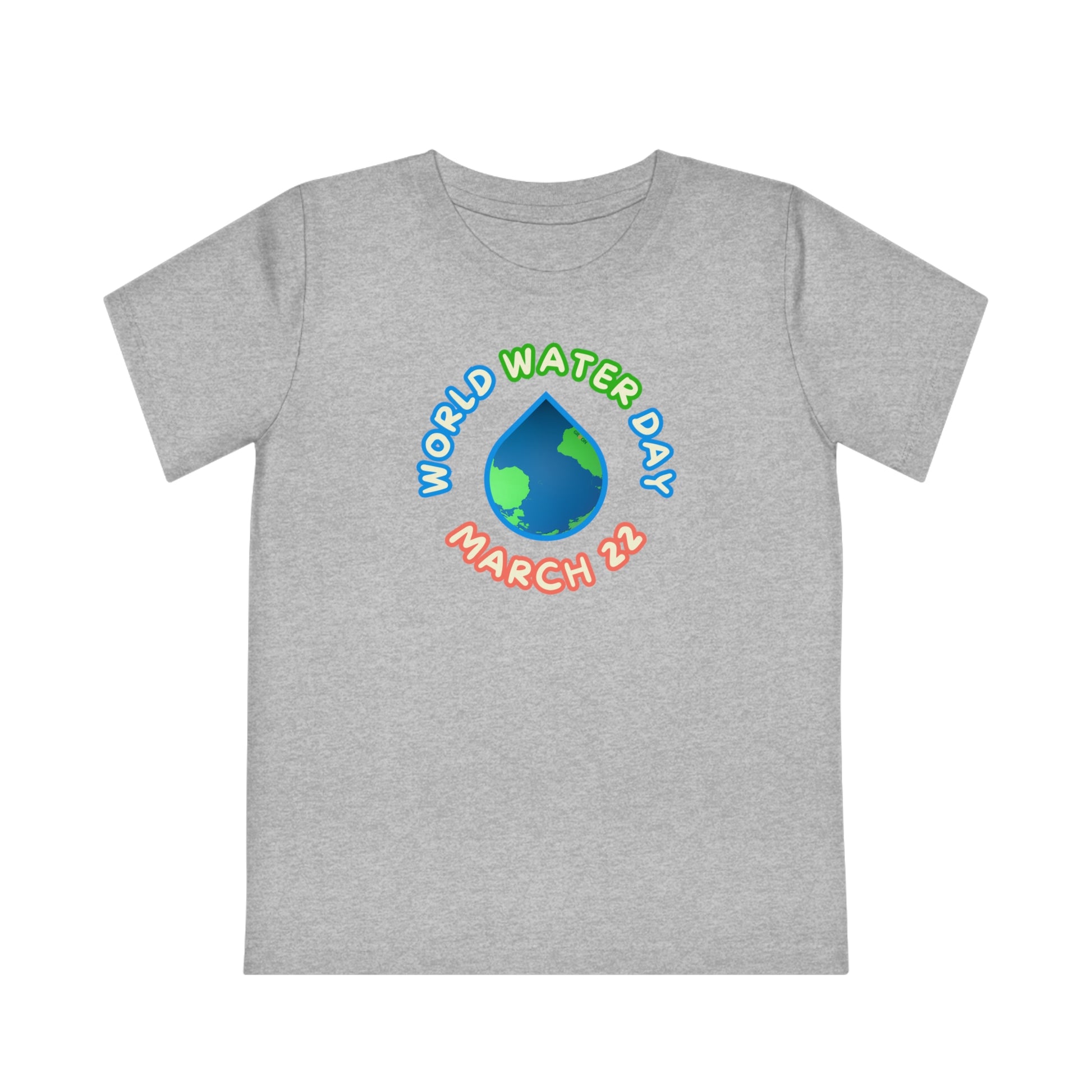 World Water Day, Child wearing a GR@ON Kids T-Shirt made from organic cotton, featuring a fun and colorful design. GR@ON Kids T-Shirts: Sustainable style, fun designs.