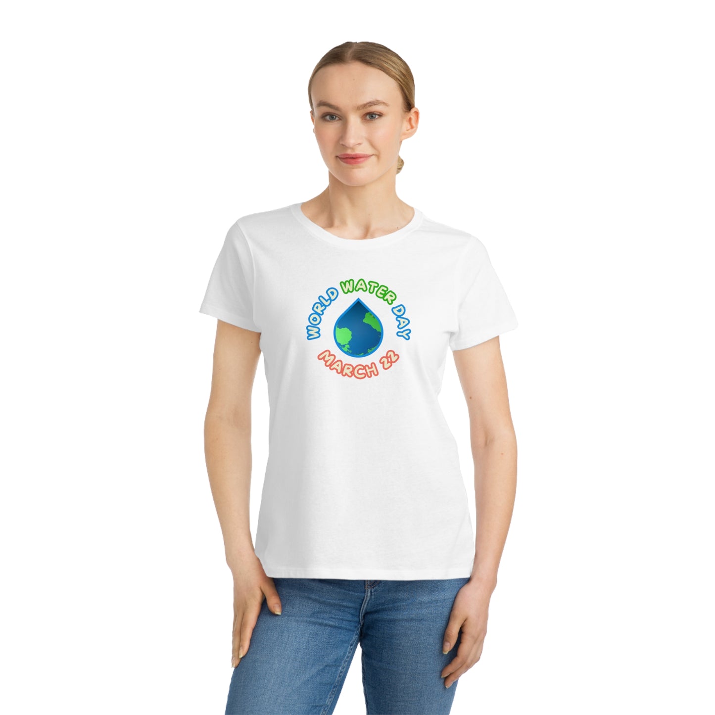 World Water Day, Model wearing a GR@ON T-Shirt made from organic cotton, featuring a stylish and sustainable design. GR@ON T-Shirts: Sustainable style, everyday comfort.