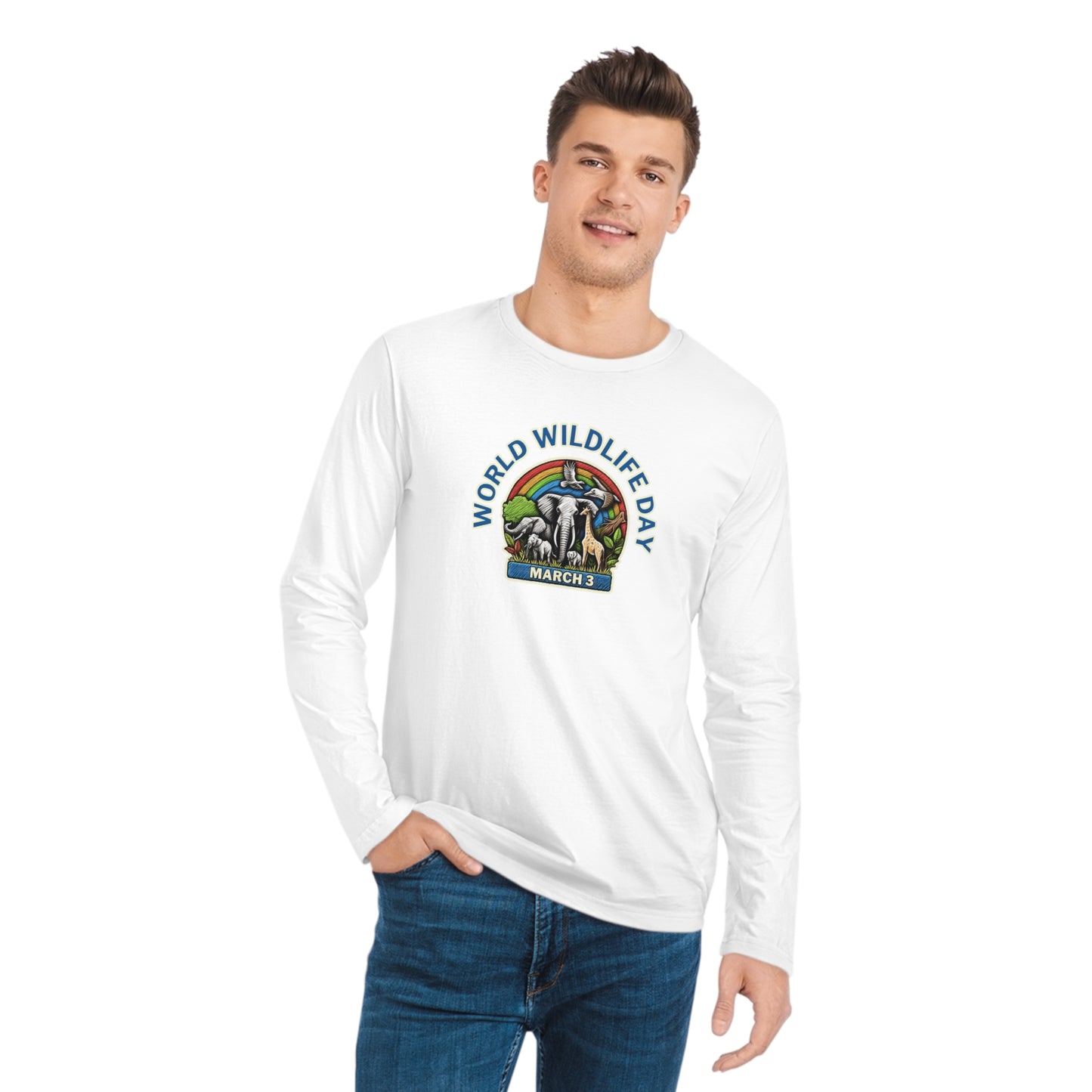 World Wildlife Day, Model wearing a GR@ON T-Shirt made from organic cotton, featuring a stylish and sustainable design. GR@ON T-Shirts: Sustainable style, everyday comfort.