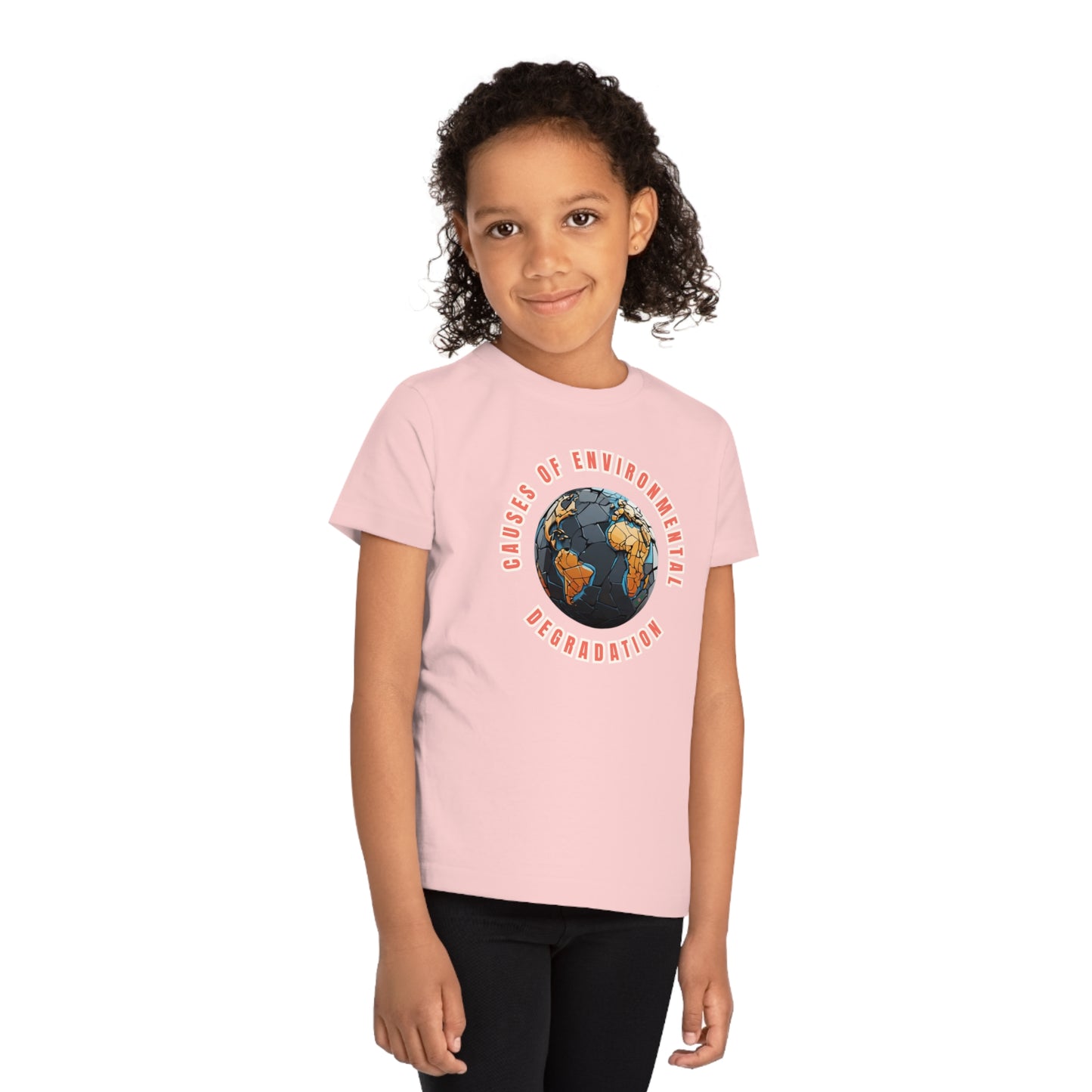 Child wearing a GR@ON Kids T-Shirt made from organic cotton, featuring a fun and colorful design. GR@ON Kids T-Shirts: Sustainable style, fun designs.