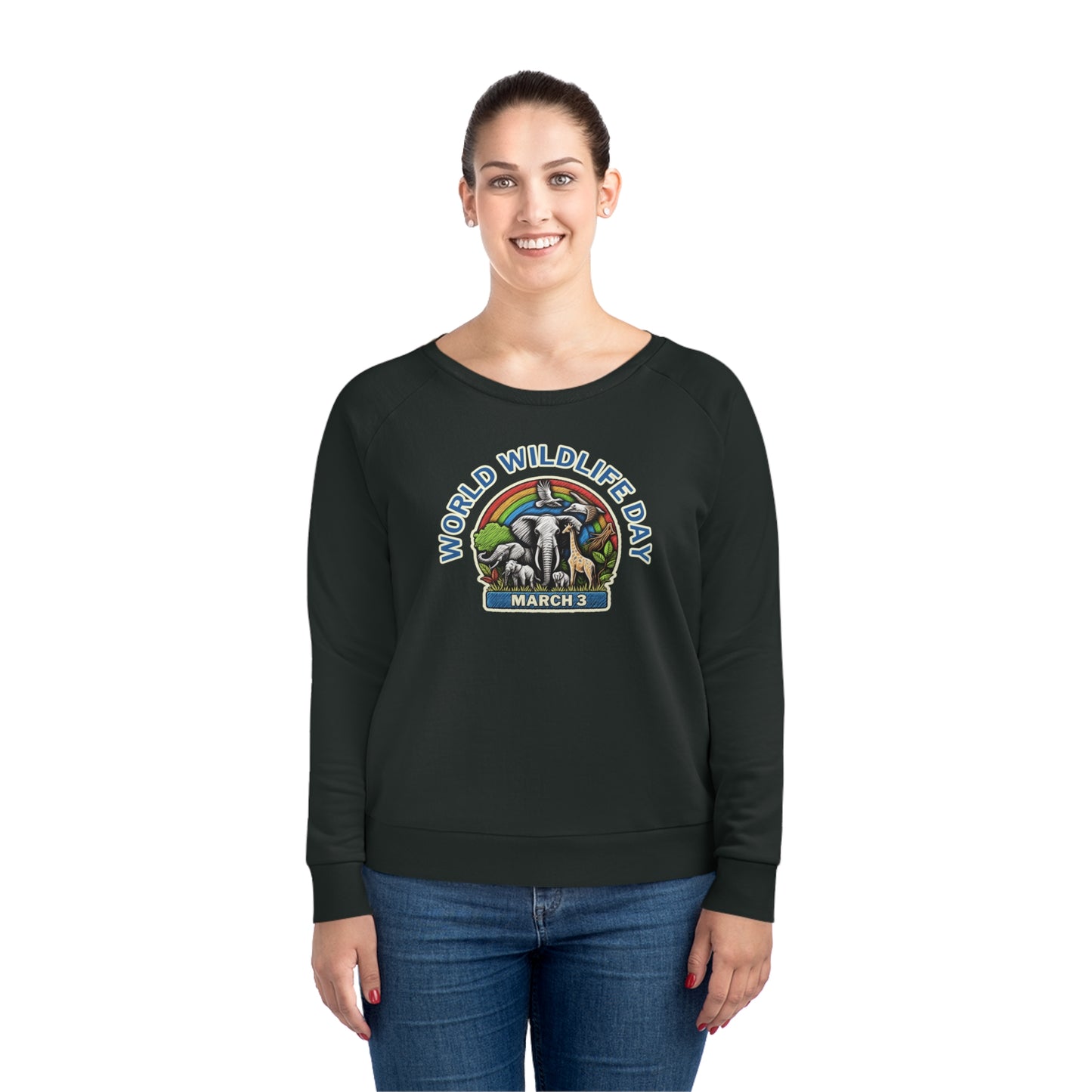 World Wildlife Day, Model wearing a GR@ON Sweatshirt made from organic cotton, featuring a stylish and sustainable design. GR@ON Sweatshirts: Sustainable comfort, everyday style.