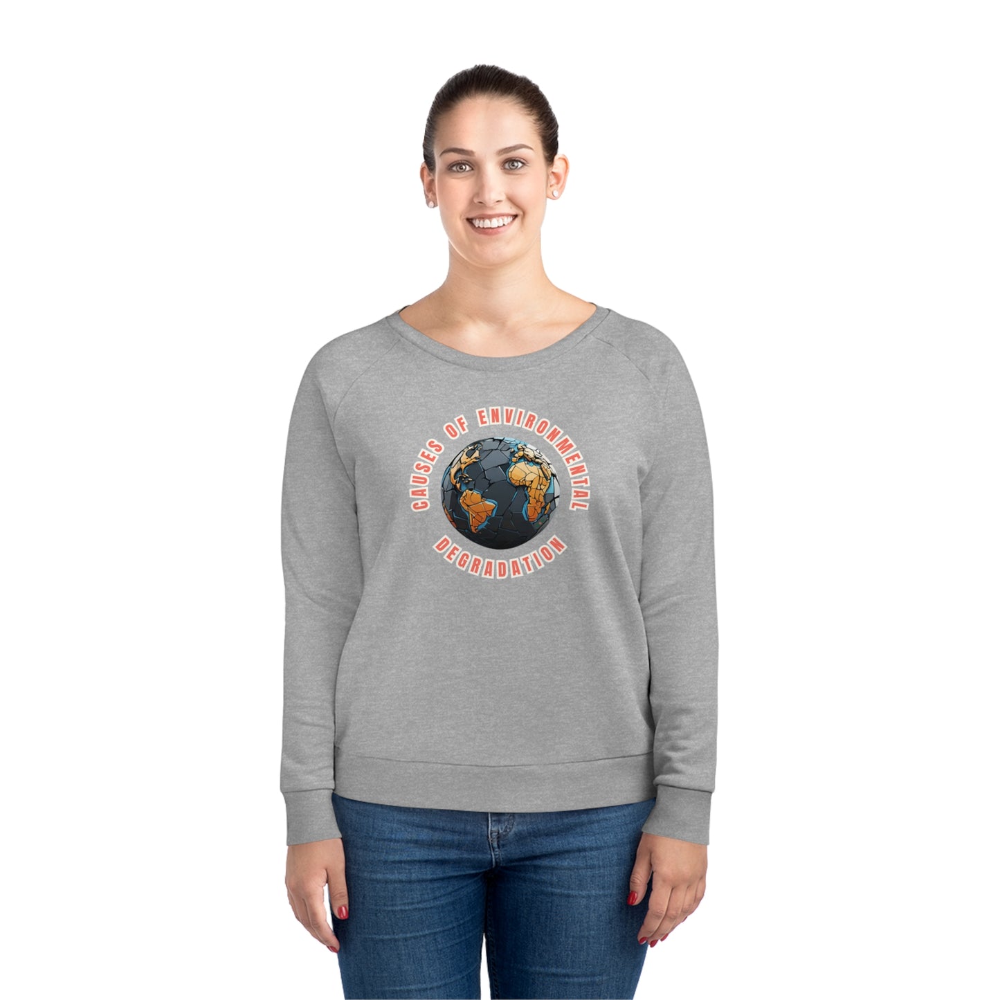 Model wearing a GR@ON Sweatshirt made from organic cotton, featuring a stylish and sustainable design. GR@ON Sweatshirts: Sustainable comfort, everyday style.