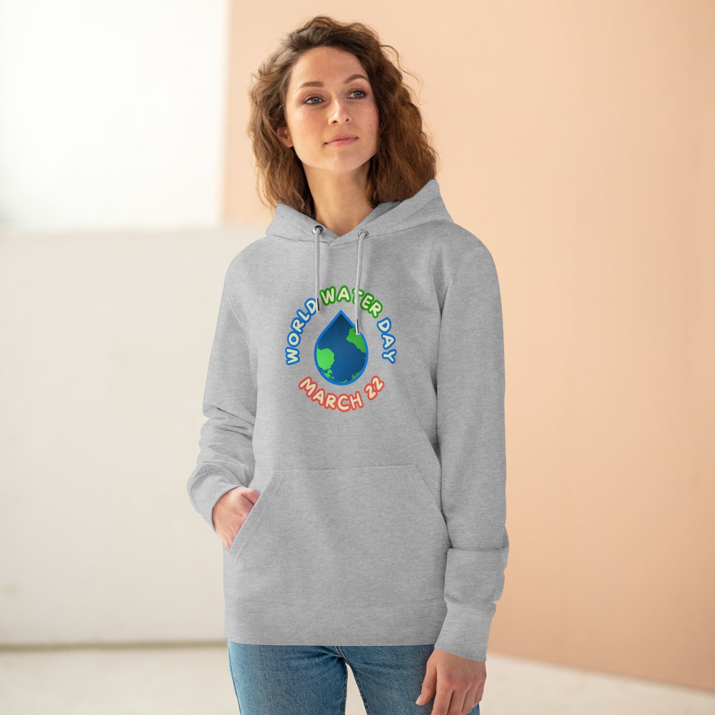 World Water Day, Model wearing a GR@ON Hoodie made from organic cotton, featuring a stylish and sustainable design. GR@ON Hoodies: Sustainable warmth, stylish comfort.