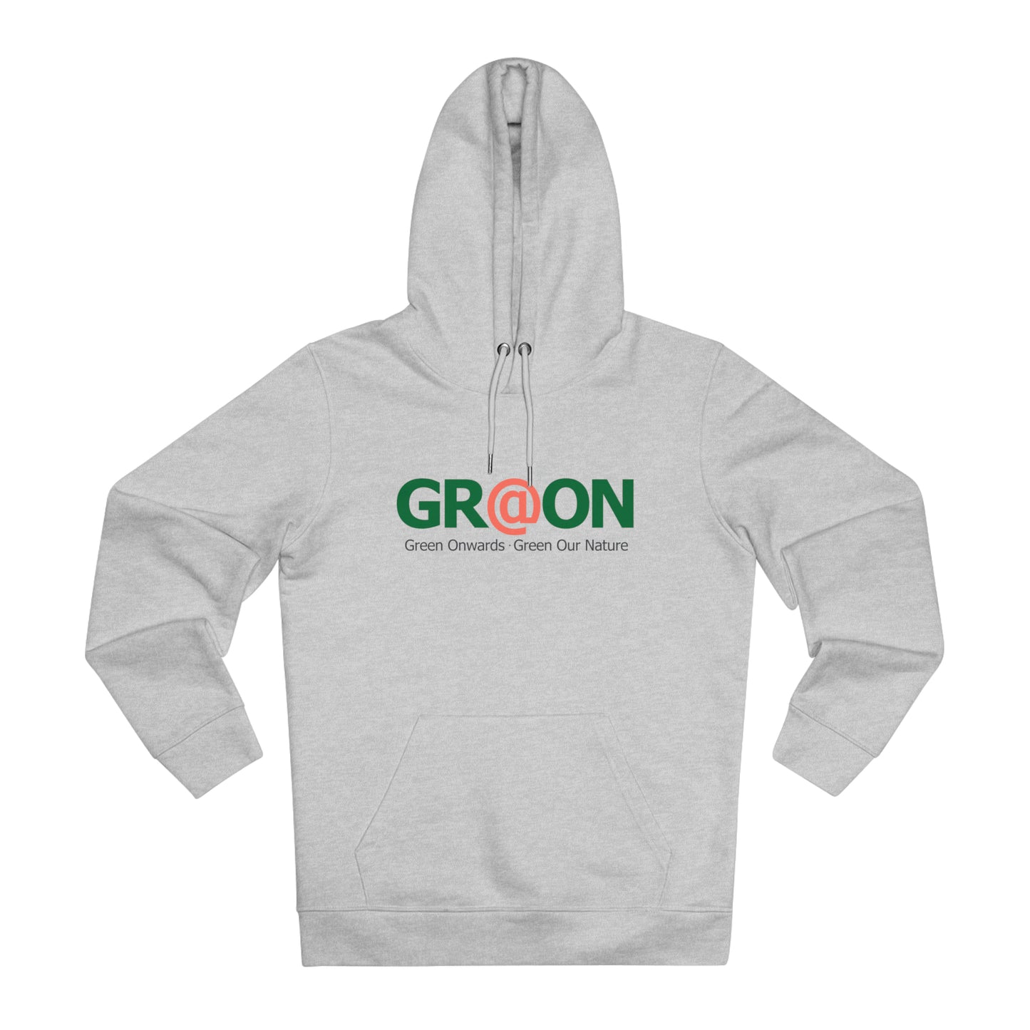 Model wearing a GR@ON Hoodie made from organic cotton, featuring a stylish and sustainable design. GR@ON Hoodies: Sustainable warmth, stylish comfort.