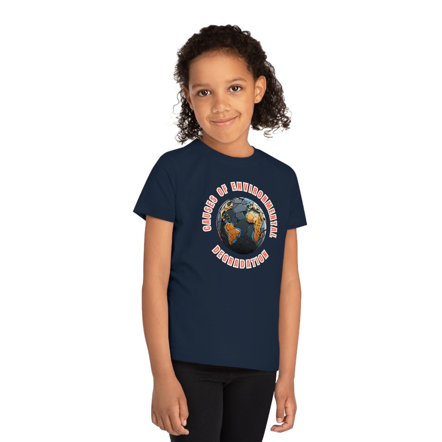 Child wearing a GR@ON Kids T-Shirt made from organic cotton, featuring a fun and colorful design. GR@ON Kids T-Shirts: Sustainable style, fun designs.