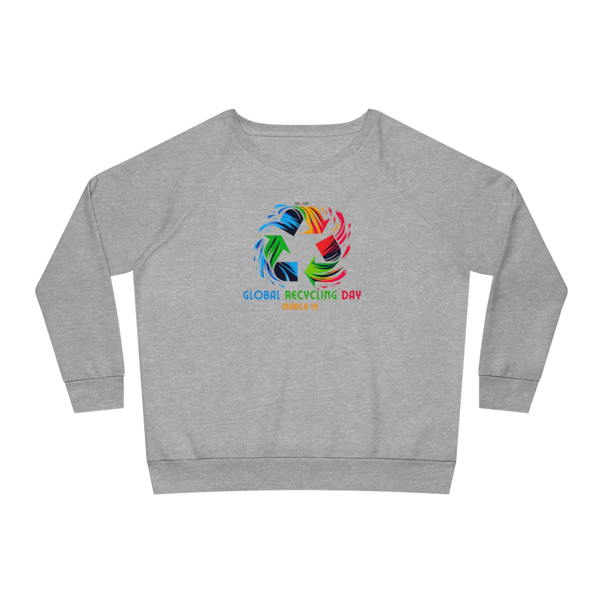 Global Recycling Day, Model wearing a GR@ON Sweatshirt made from organic cotton, featuring a stylish and sustainable design. GR@ON Sweatshirts: Sustainable comfort, everyday style.