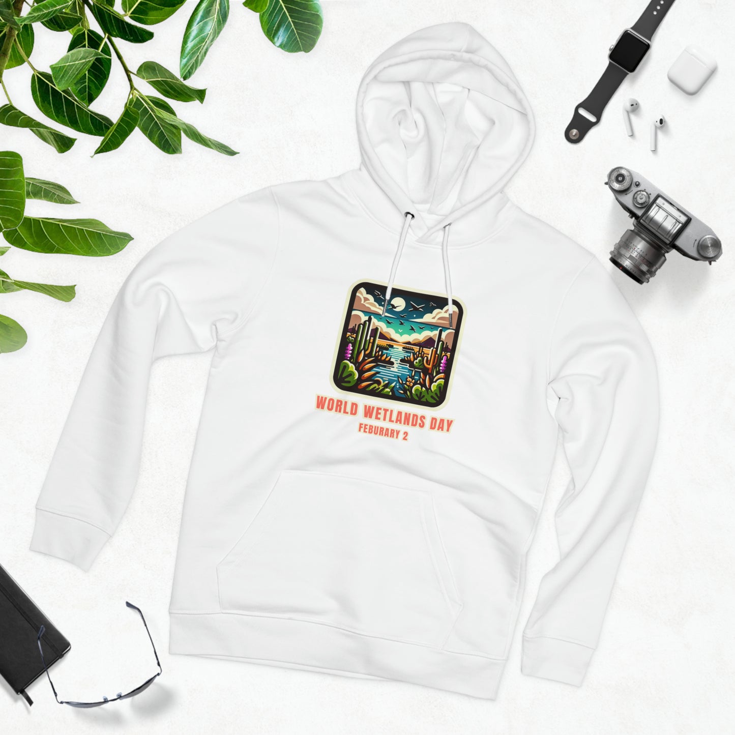 Eco-Friendly Organic - Unisex Cruiser Hoodie - World Wetlands Day graphic