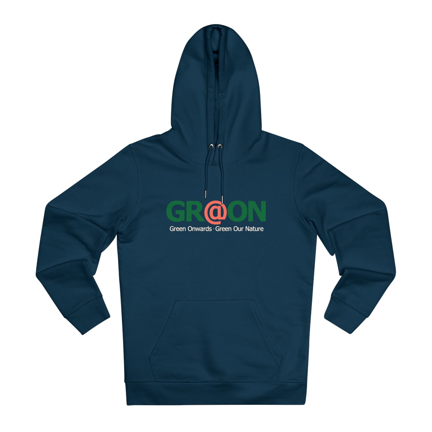 Model wearing a GR@ON Hoodie made from organic cotton, featuring a stylish and sustainable design. GR@ON Hoodies: Sustainable warmth, stylish comfort.