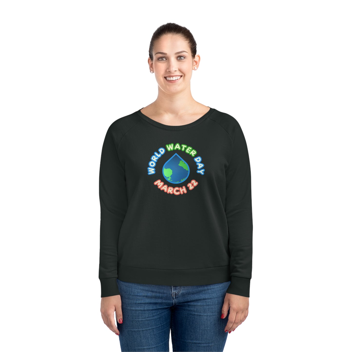 World Water Day, Model wearing a GR@ON Sweatshirt made from organic cotton, featuring a stylish and sustainable design. GR@ON Sweatshirts: Sustainable comfort, everyday style.