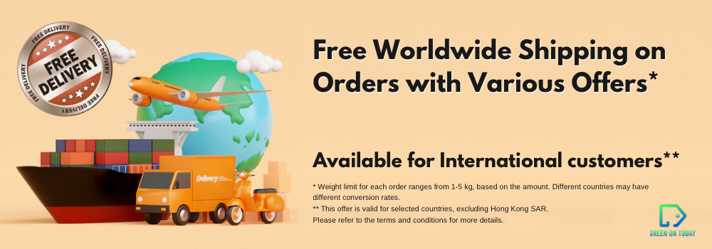 "Free Worldwide Shipping on Orders with Various Offers" and a globe with different regions highlighted in green.