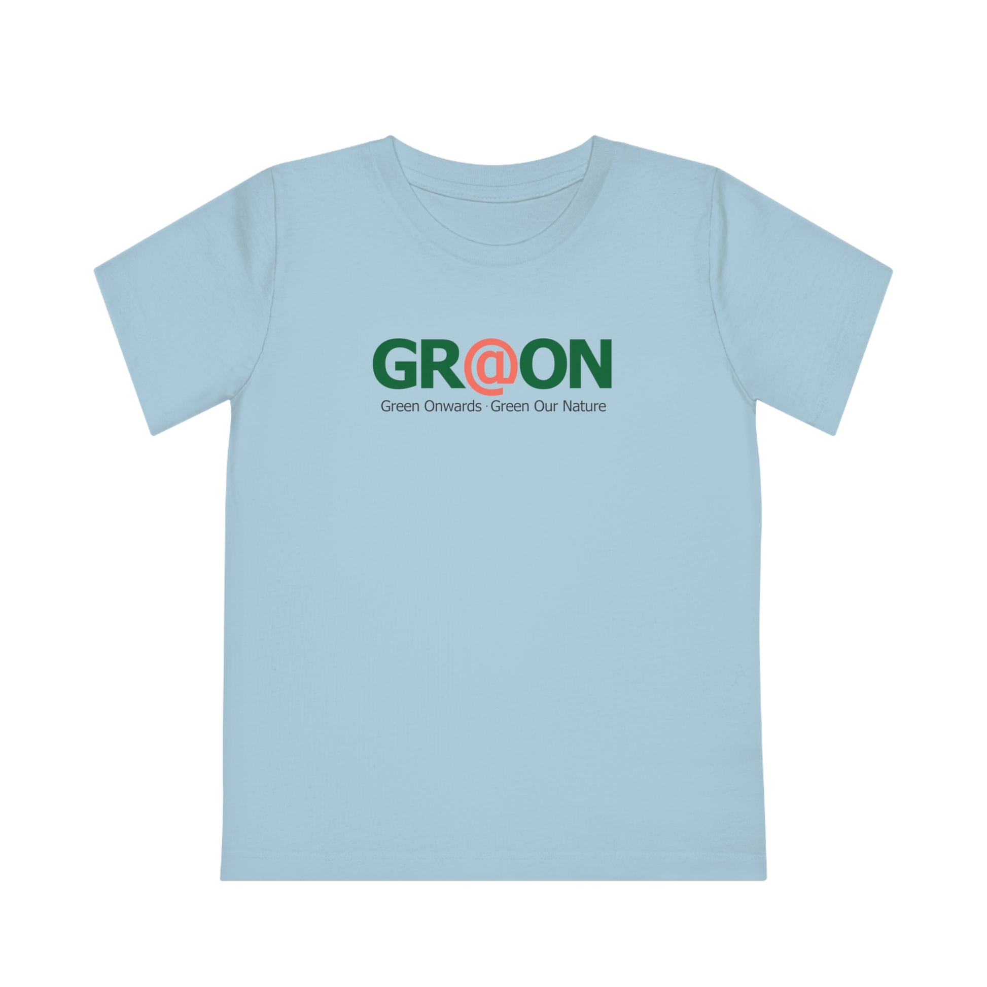 Child wearing a GR@ON Kids T-Shirt made from organic cotton, featuring a fun and colorful design. GR@ON Kids T-Shirts: Sustainable style, fun designs.