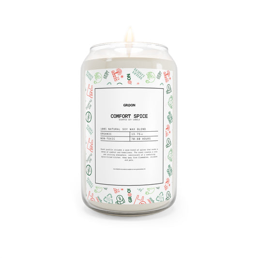 Burning GR@ON Scented Candle in a glass jar, filling the room with a calming lavender scent. GR@ON Scented Candles: Eco-friendly aromas, sustainable scents.