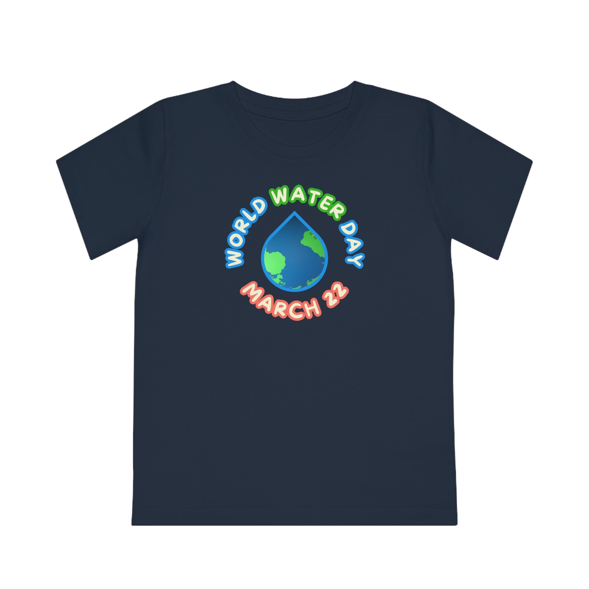 World Water Day, Child wearing a GR@ON Kids T-Shirt made from organic cotton, featuring a fun and colorful design. GR@ON Kids T-Shirts: Sustainable style, fun designs.