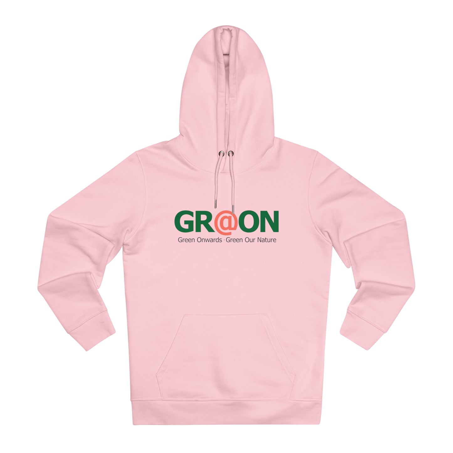 Model wearing a GR@ON Hoodie made from organic cotton, featuring a stylish and sustainable design. GR@ON Hoodies: Sustainable warmth, stylish comfort.