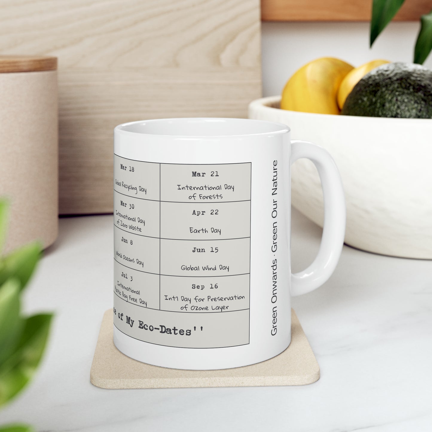 Eco-Friendly - Ceramic Mug 11oz - My Eco-Dates - Black wordings