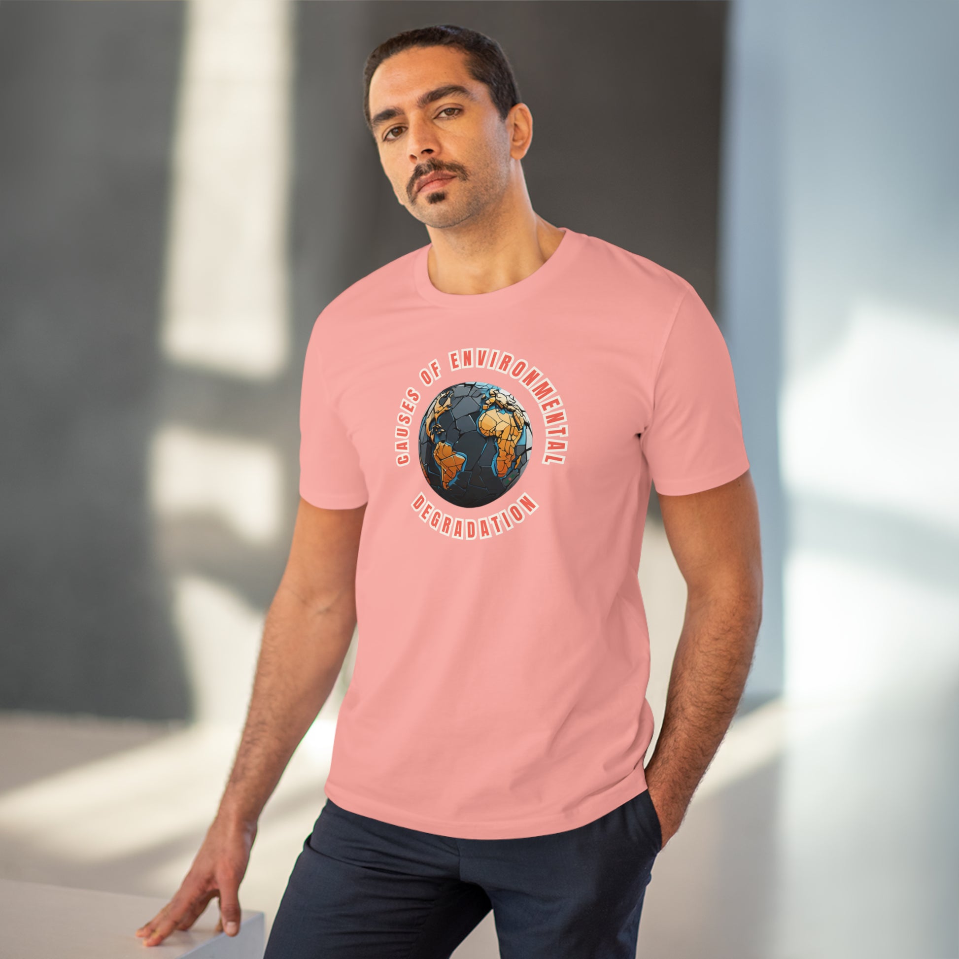 Model wearing a GR@ON T-Shirt made from organic cotton, featuring a stylish and sustainable design. GR@ON T-Shirts: Sustainable style, everyday comfort.