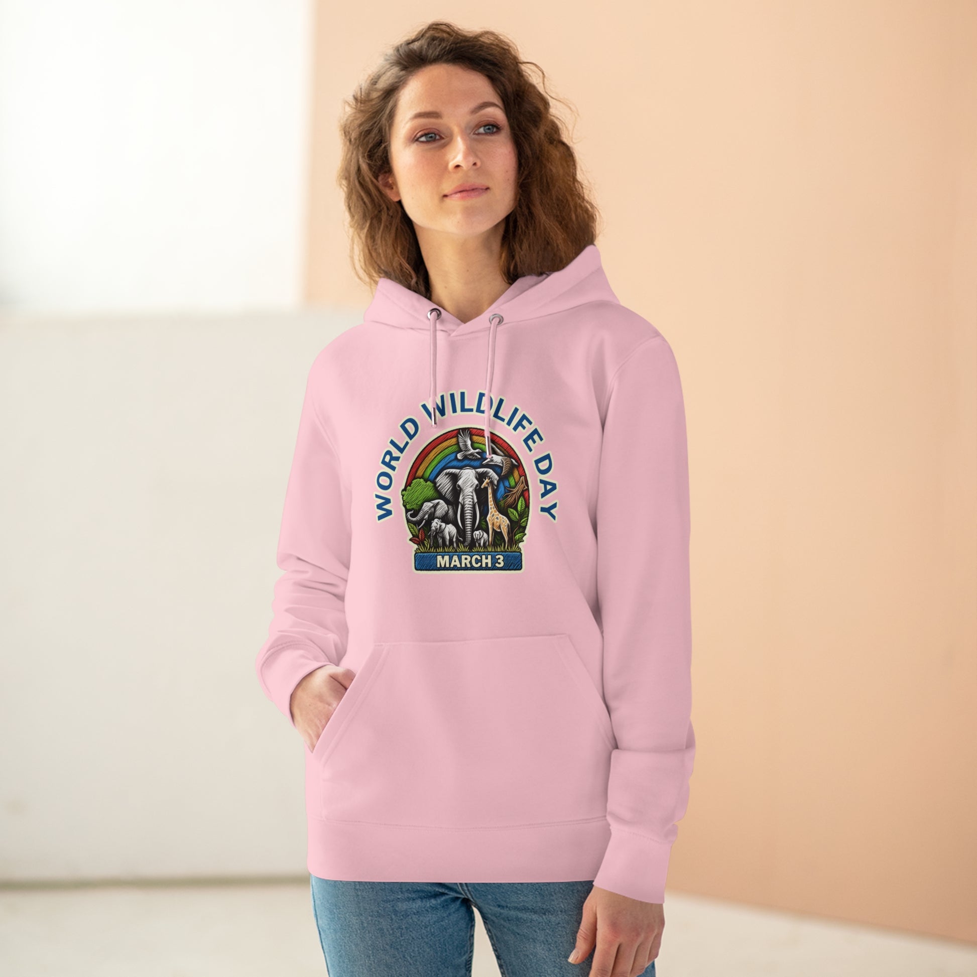 World Wildlife Day, Model wearing a GR@ON Hoodie made from organic cotton, featuring a stylish and sustainable design. GR@ON Hoodies: Sustainable warmth, stylish comfort.