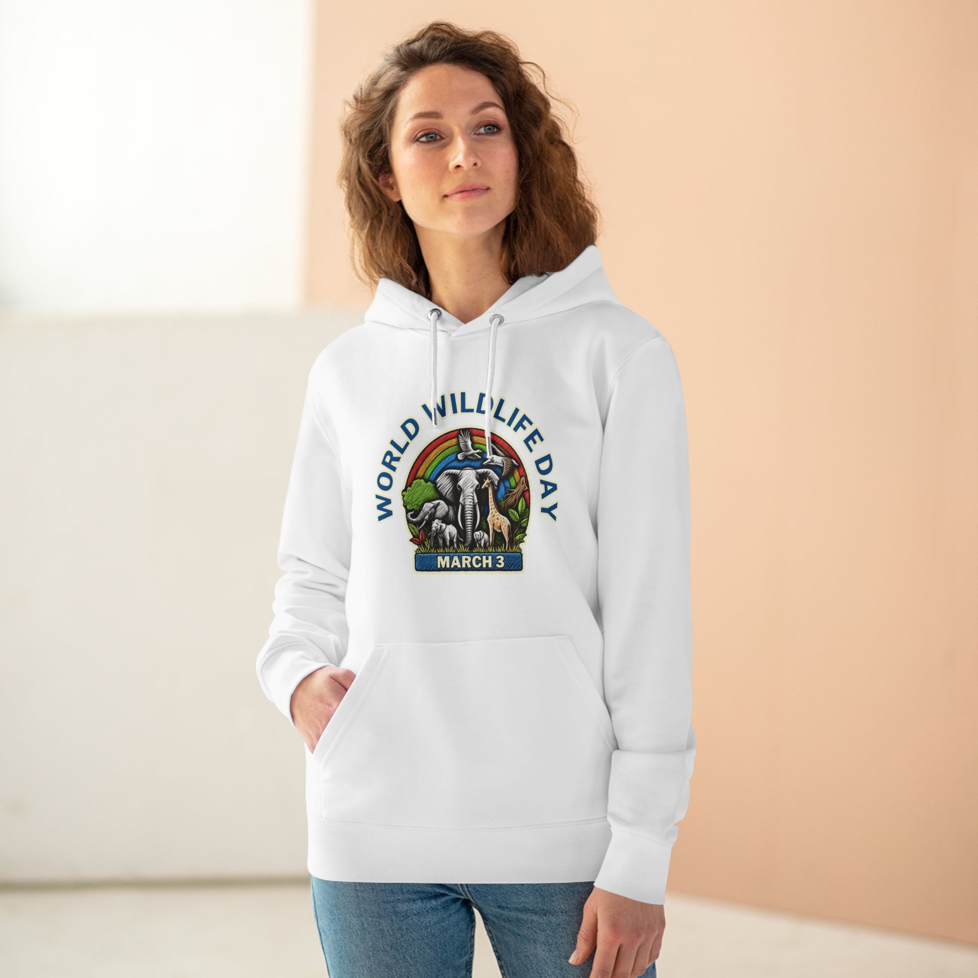 World Wildlife Day, Model wearing a GR@ON Hoodie made from organic cotton, featuring a stylish and sustainable design. GR@ON Hoodies: Sustainable warmth, stylish comfort.